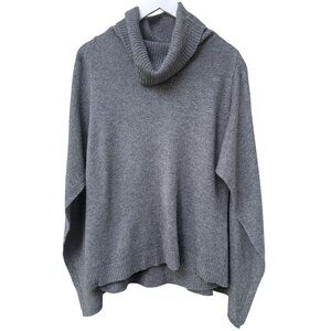 Funsport Cashmere Wool Blend Sweater Large Gray Cape Back Cowl Turtleneck Womens
